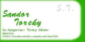 sandor toreky business card